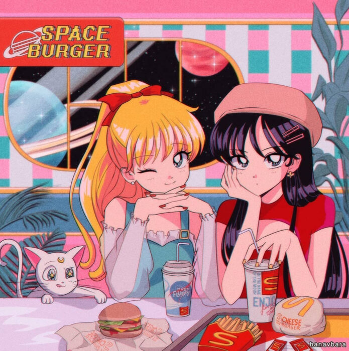 Artista hanavbara ilustra personajes al estilo de Sailor Moon; Sailor Venus y Marte, Mina y Rei
