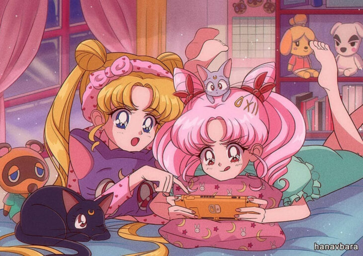 Artista hanavbara ilustra personajes al estilo de Sailor Moon; Serena y Chibimoon