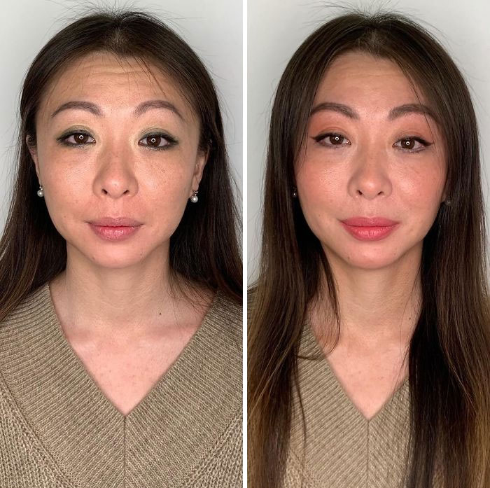 Antes y después de un maquillaje profesional