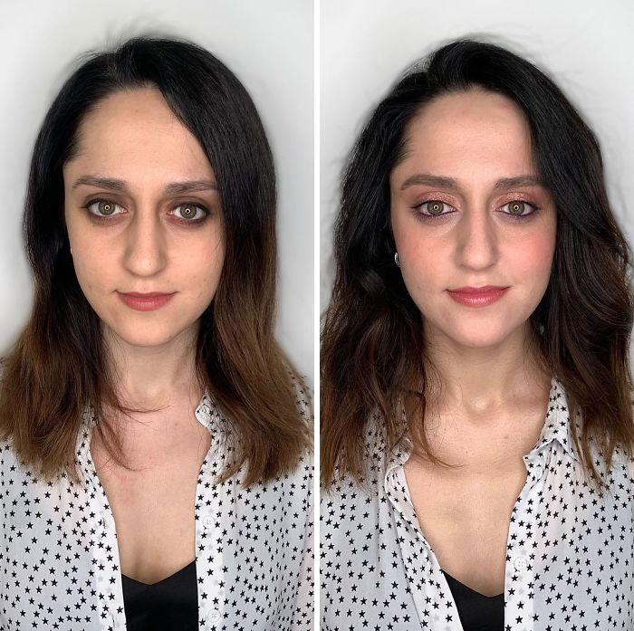 Antes y después de un maquillaje profesional