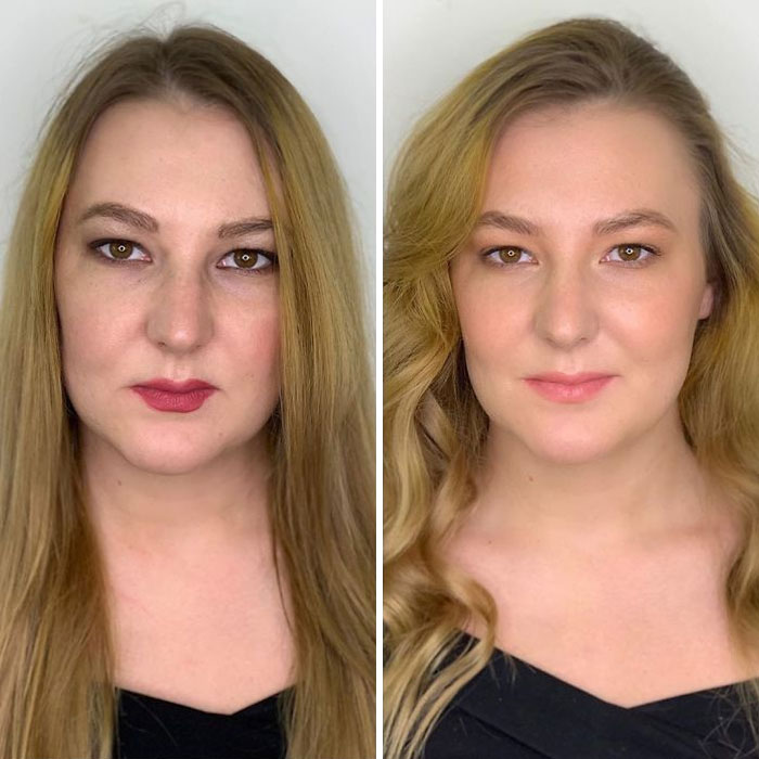 Antes y después de un maquillaje profesional