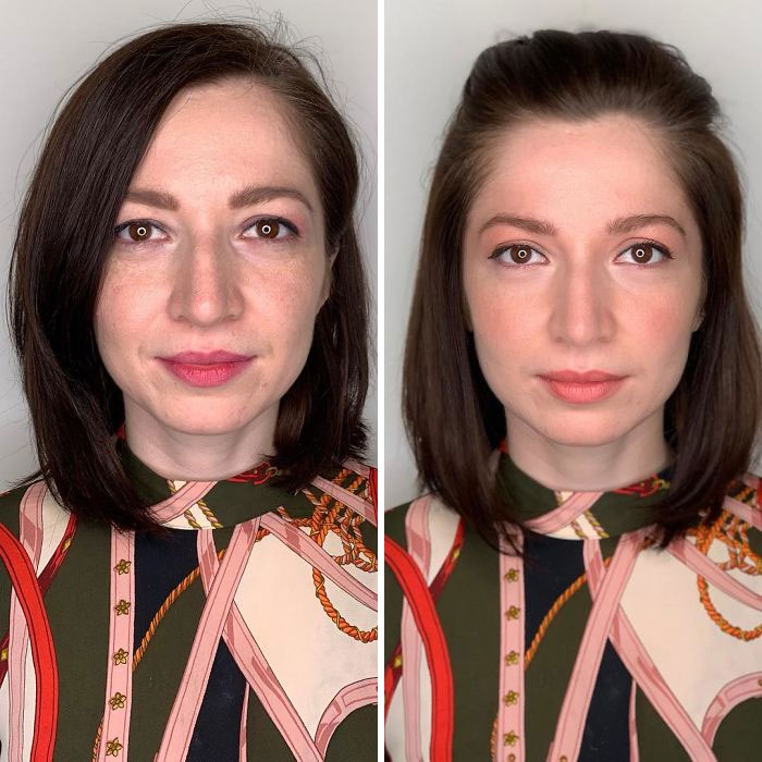 Antes y después de un maquillaje profesional
