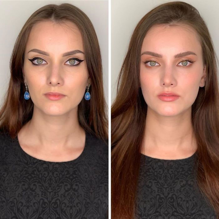 Antes y después de un maquillaje profesional