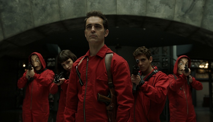 escena de la casa de papel en netflix