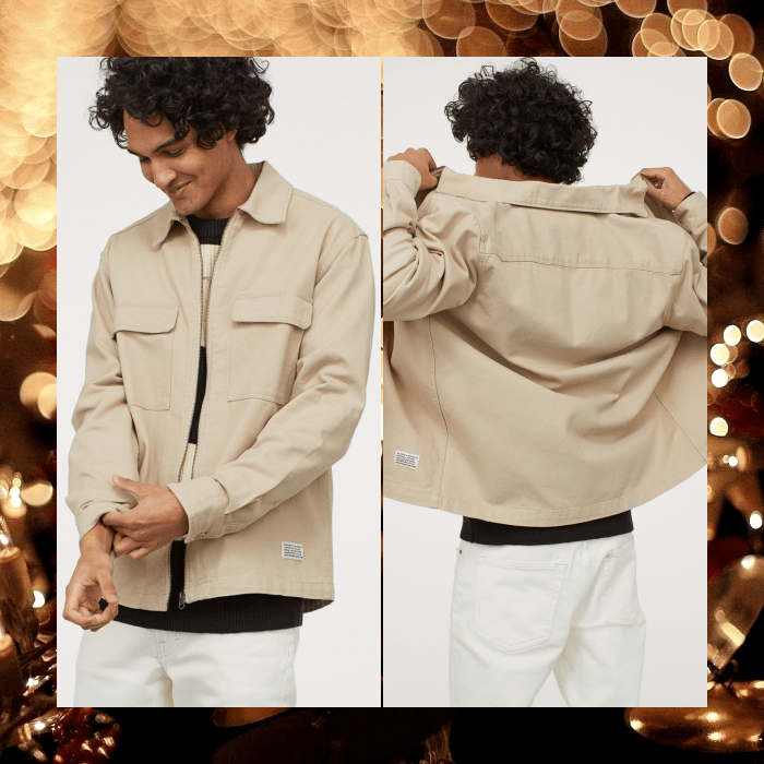 chaqueta beige para hombre con zipper
