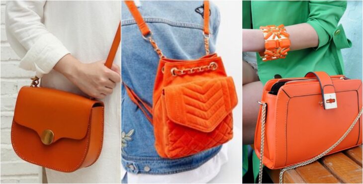 Bolsos en color naranja, mochila, cartera; Ideas para usar color naranja en tu outfit