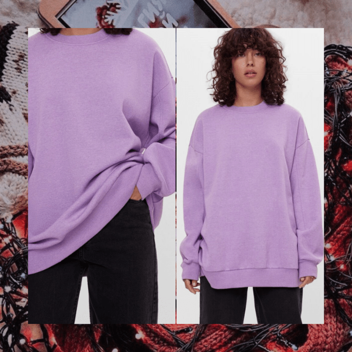sudadera calientita color lavanda de bershka