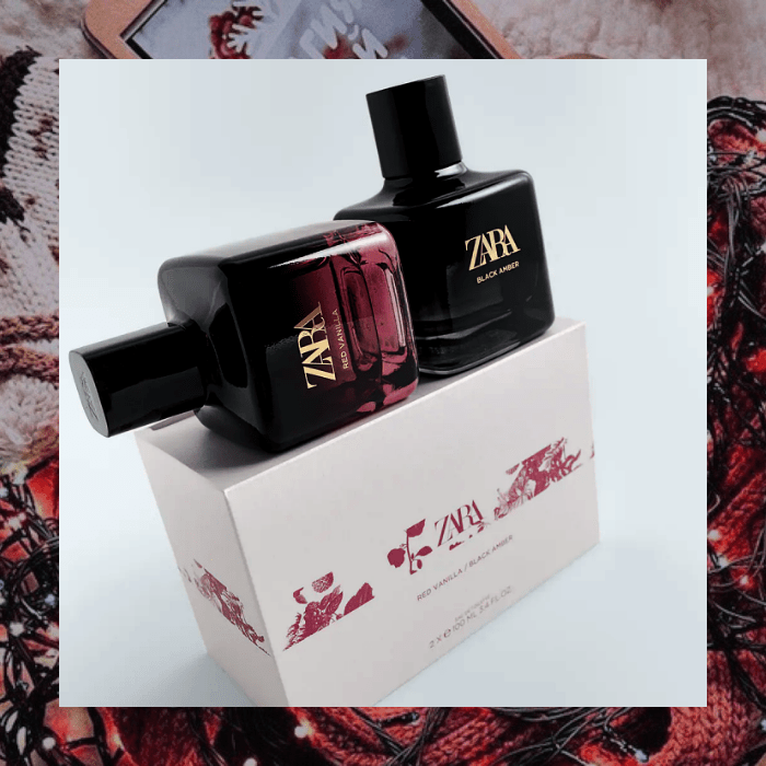 set de dos perfumes red vainilla y black amber de zara