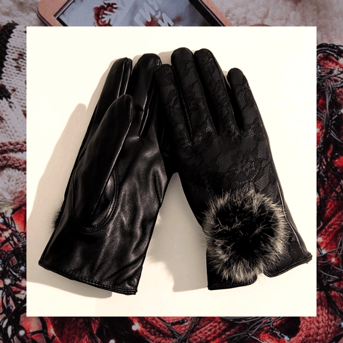 guantes calientitos de cuero y forro afelpado color negro