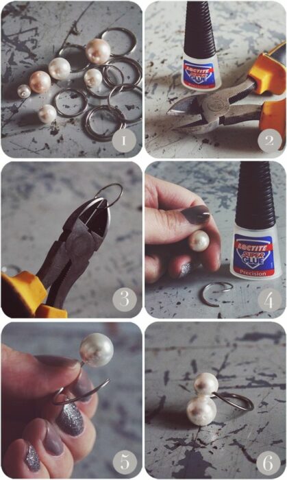 Anillo con perlas y alambre; Accesorios que puedes hacer tú misma