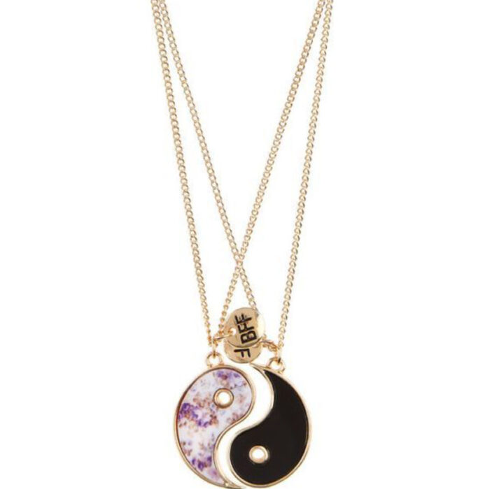 Collares de la amistad de ying y yang en cadena dorada