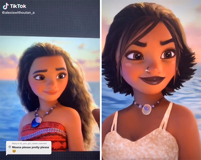 Moana en su versión gótica, ilustrada por Lexis Vanhecke; personajes Disney en una versión gótica y oscura