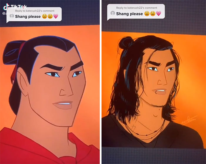 Li Shang en su versión gótica, ilustrada por Lexis Vanhecke; personajes Disney en una versión gótica y oscura
