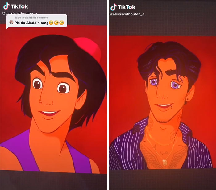 Aladín en su versión gótica, ilustrada por Lexis Vanhecke; personajes Disney en una versión gótica y oscura