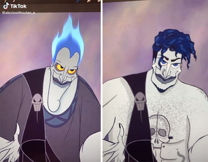 Hades en su versión gótica, ilustrada por Lexis Vanhecke; personajes Disney en una versión gótica y oscura