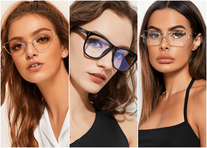chica morena con lentes anteojos de marco negro con una blusa negra