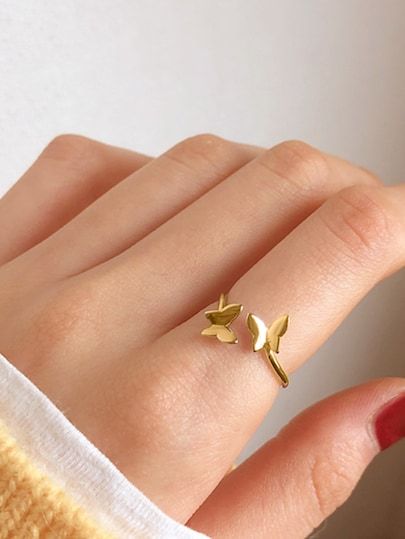 Anillo minimalista de mariposa; accesorios con mariposas para recibir el otoño