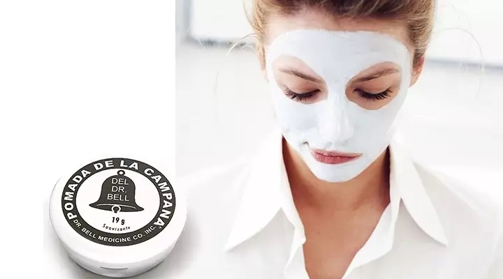 Pomada de la campana como mascarilla; productos de farmacia para piel bonita 