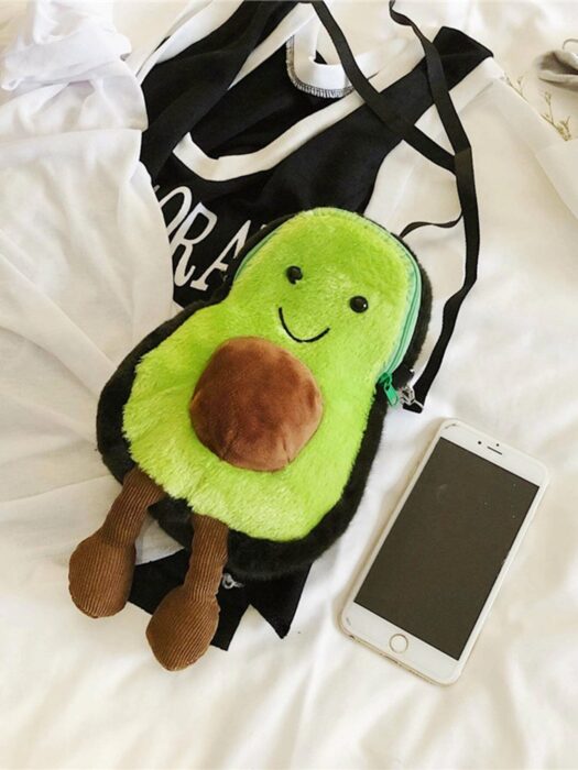 Mochila en forma de aguacate de felpa; Artículos para las chicas que aman el aguacate 