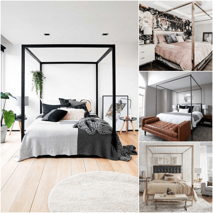 habitaciones con dosel de diferentes diseños