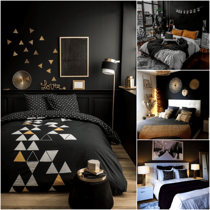 habitaciones en colores negro, gris, blanco y beige