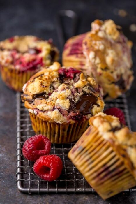 Muffins de frambuesa al horno; snacks para no romper la dieta