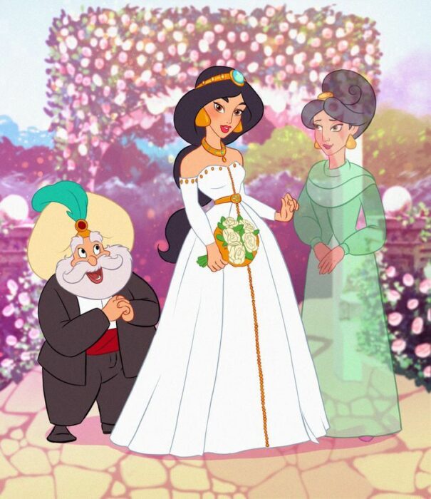 Jazmín en el altar con sus papás