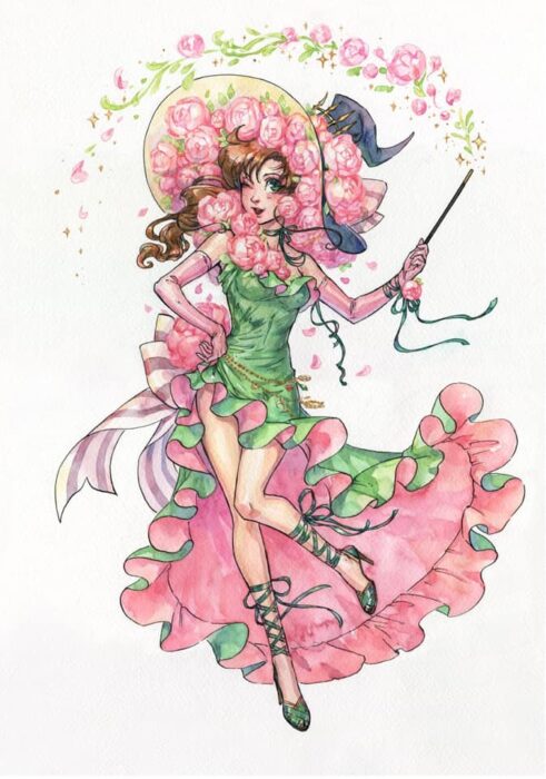 Ilustración de Kutty Sark transformando a Makoto Kino en bruja