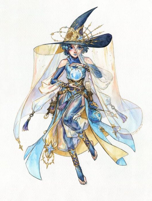 Ilustración de Kutty Sark convirtiendo a Ami Mizuno en bruja