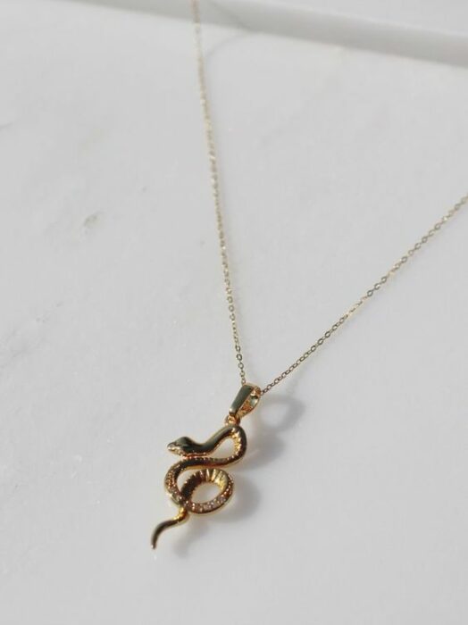 Collar color dorado con dije de serpiente