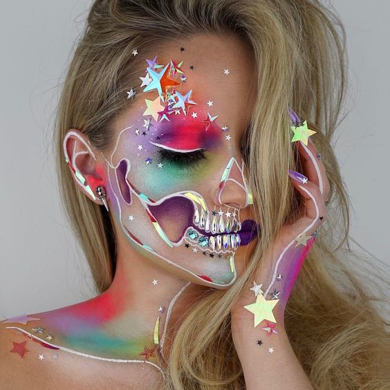 Maquillajes catrina neón
