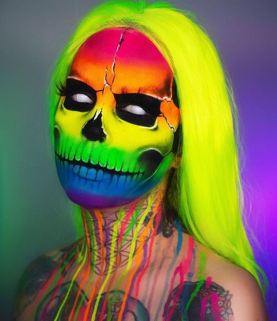 Maquillajes catrina neón