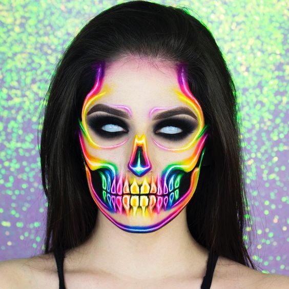 Maquillajes catrina neón