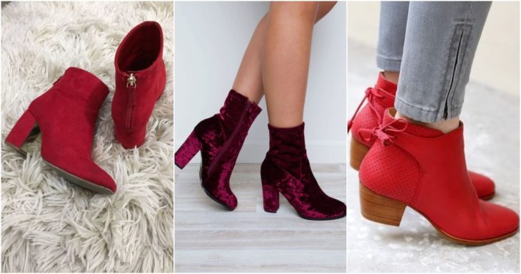 Botines cortos en colores rojo y vino