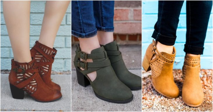 Botines bajos con tacón corto en tonos variados