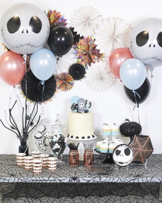 Mesa de dulces para baby shower de El extraño mundo de Jack