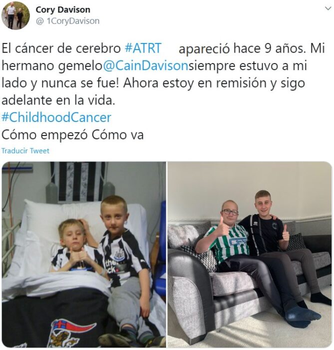 Captura de Twitter de un hombre participando en el reto "Cómo empezó vs Cómo terminó" en su lucha contra el cáncer