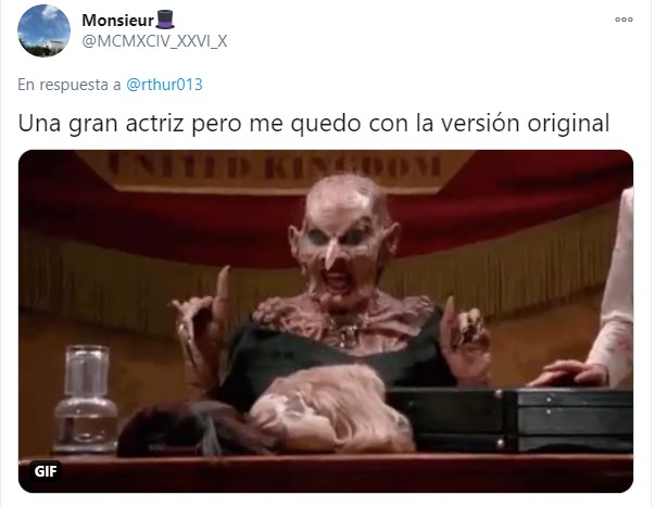 Tuit sobre Anne Hathaway como la Gran Bruja