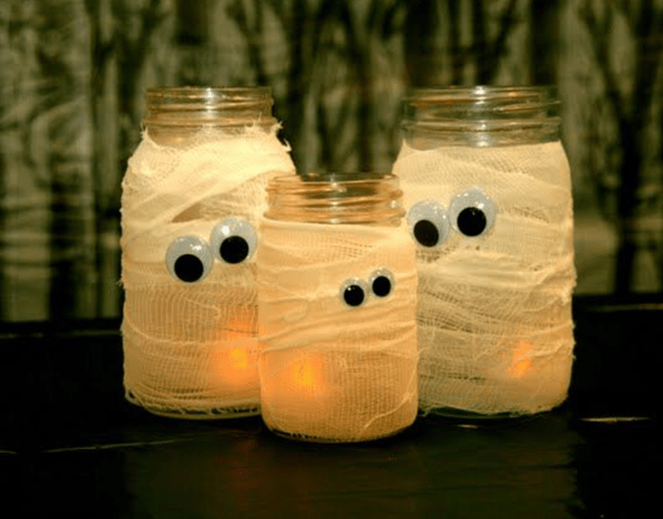 Frascos de vendas y ojitos para Halloween