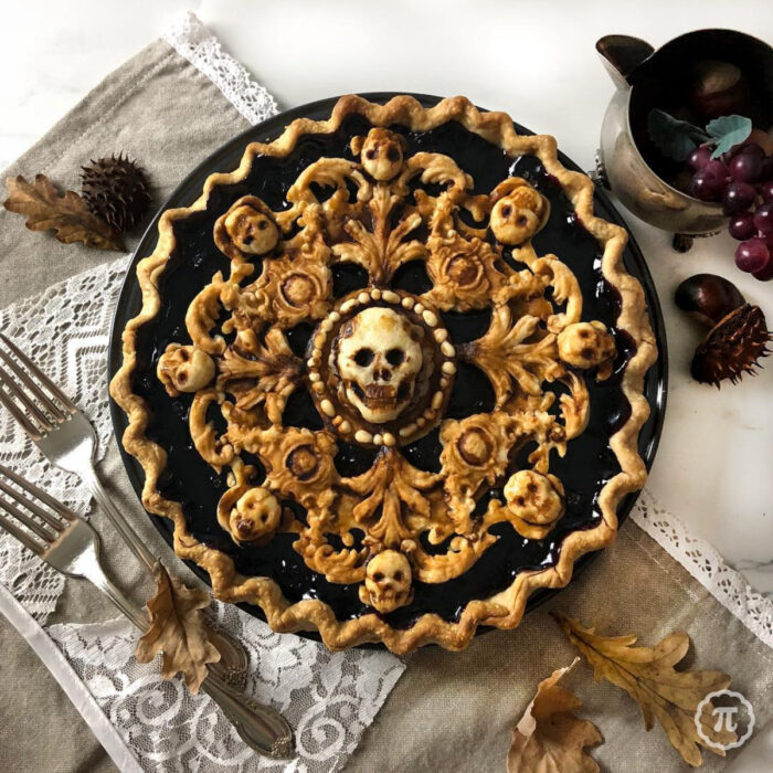 Pays de Halloween; calavera con filigranas