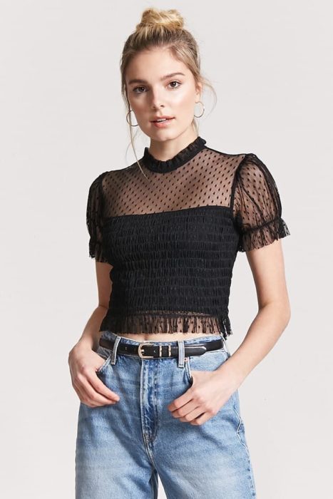 Blusa color negro con transparencias