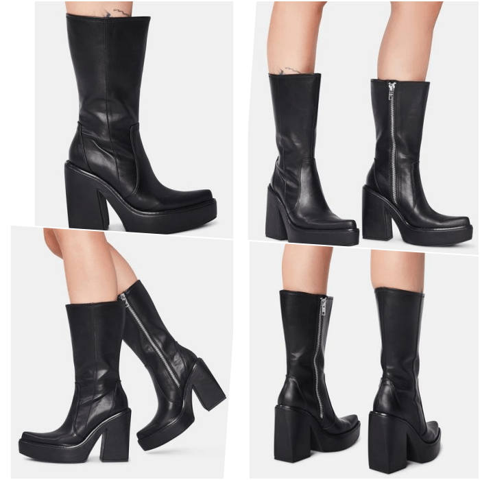 botines negros de plataforma de punta
