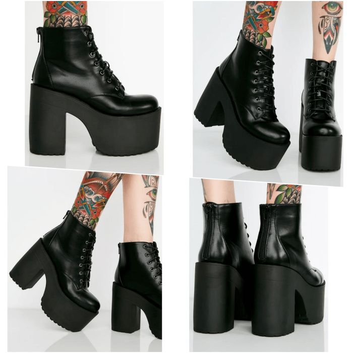 botines negros de plataforma gruesa con agujetas