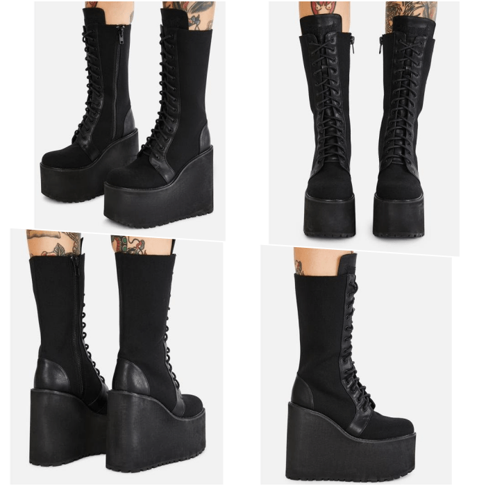 botas largas de plataforma lisa con agujetas