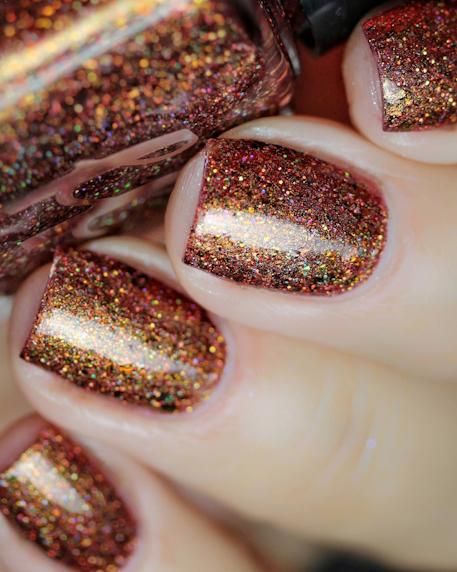 Manicura café en glitter
