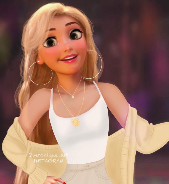 Artista francesa Véronique Pierre ilustra a princesas, príncipes y villanos Disney con un toque moderno; Rapunzel, Enredados
