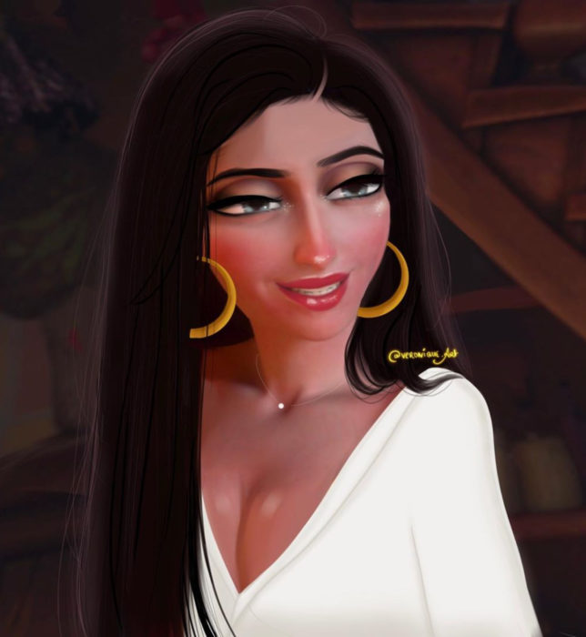 Artista francesa Véronique Pierre ilustra a princesas, príncipes y villanos Disney con un toque moderno; Mother Gothel, Enredados
