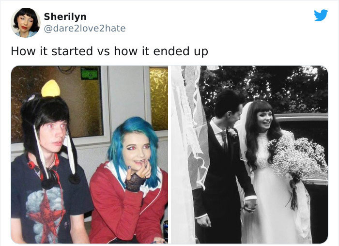 Parejas comparten en twitter su antes y después de iniciar su relación 