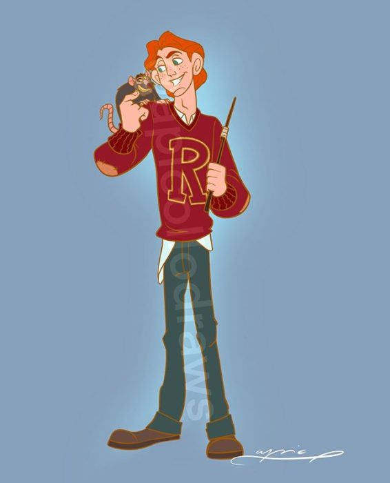 Ilustración de Alex Pick transformando a Hércules en Ron Weasley