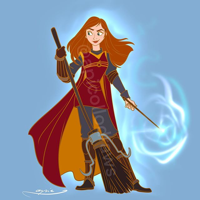 Ilustración de Alex Pick transformando a Anna en Ginny Weasley